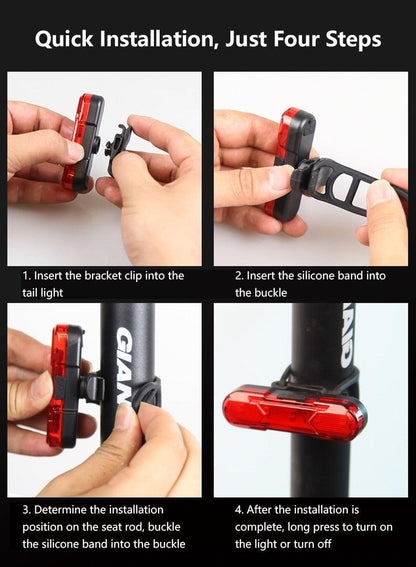 Bicycle Lights Waterproof Riding Rear Light Usb Rechargeable Mountain Bike Headlight Cycling Light Tail-Lamp Bright Bicycle Rear Cycling Safety Flashlight