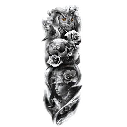 Big Realistic Tiger Tattoo Waterproof Temporary Dragon Flower Sticker Full Arm Large Size Sleeve Big Luxury Design For Mens