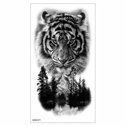 Big Tiger Lion Waterproof Temporary Sticker Tattoo Arm Legs Fake Tattoo Stickers For Adults Realistic Luxury Design For Mens Womens
