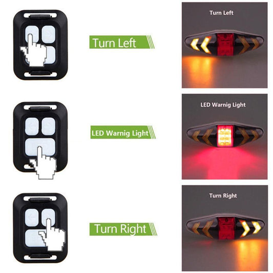 Bike Signal Wireless Remote Mountain Bike Cycling Lights Remote Control LED Warning Lamp Flashing Bike TailLight With Turn Signals Wireless Remote Control Ultra Bright LED Safety Warning Rear Lights