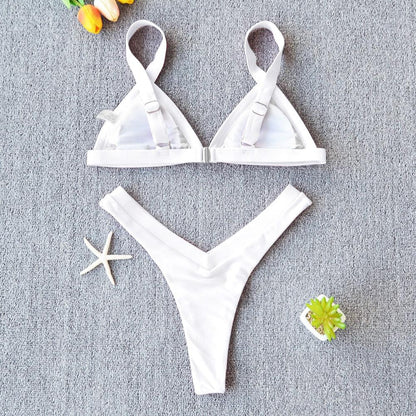 Bikini Solid Swimsuit Women Swimwear Push Up Bikini Set Patchwork  Summer Beach Bathing Suit Swim Wear Halter Bikini Swimsuit Beach Swimming Traveling High Leg Bikini