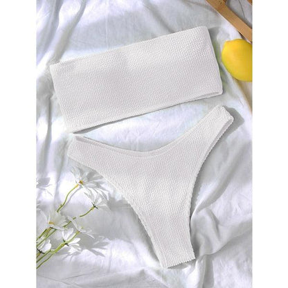 Bikinis Swimsuit Women Push Up Bikini Set  Female Swimwear Women's Strapless Solid Color 2 Pieces Bathing Suit Swimsuit Swimsuits Off Shoulder High Waist Bathing Suit High Cut Swimwear For Summer