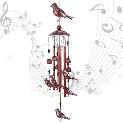 Bird Wind Chimes Waterproof Metal Wind Bells With Aluminum Tubes Bells Deep Tone Memorial Wind Chimes with Hook Smooth Melodic Tones Copper Antique Wind Chime Wall Hanging Home Decoration Romantic Wind Chime For Home