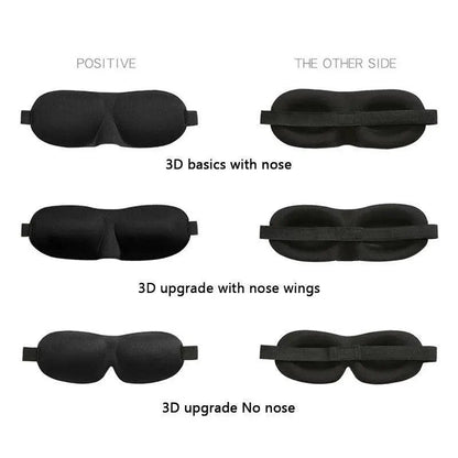 Black 3D Sleep Natural Sleeping Mask Eye Adjustable Strap Eye Mask Cover Portable Travel Blindfold Comfortable Mask For Sleeping
