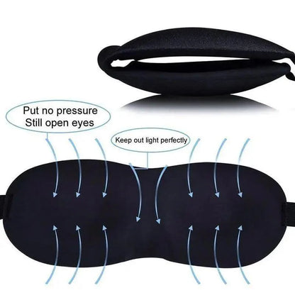 Black 3D Sleep Natural Sleeping Mask Eye Adjustable Strap Eye Mask Cover Portable Travel Blindfold Comfortable Mask For Sleeping
