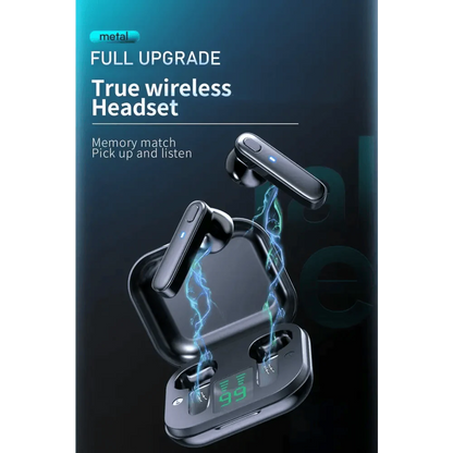 Black Bluetooth-Compatible Wireless Bass Ear Buds Stereo Headphone With Mic Touch Control Bluetooth Lightweight Earphones