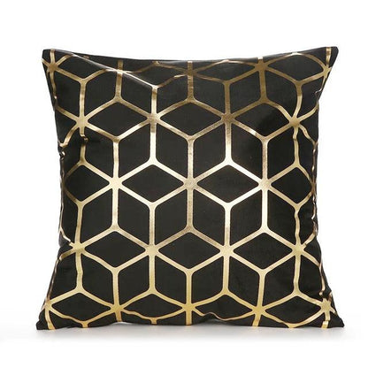 Black Gold Pillow Geometric Cushion Hot Pillows For Chairs Seat Pillowcase Black Striped Pillow Case  Luxury Soft Cushion Covers Decor Home Livingroom Decoration 45x45CM