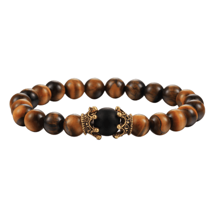 Black Lava Stone Crown Charm Tiger Eye Beads Bracelet For Men Women Braided Bracelets Handmade Adjustable Couple Distance Bracelets Lava Stone Beads Essential Oil Diffuser Adjustable Bracelet With King Queen Crown Charm