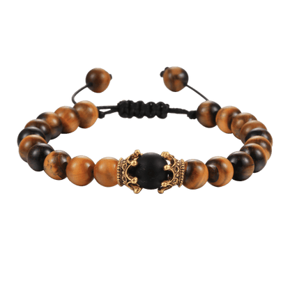 Black Lava Stone Crown Charm Tiger Eye Beads Bracelet For Men Women Braided Bracelets Handmade Adjustable Couple Distance Bracelets Lava Stone Beads Essential Oil Diffuser Adjustable Bracelet With King Queen Crown Charm