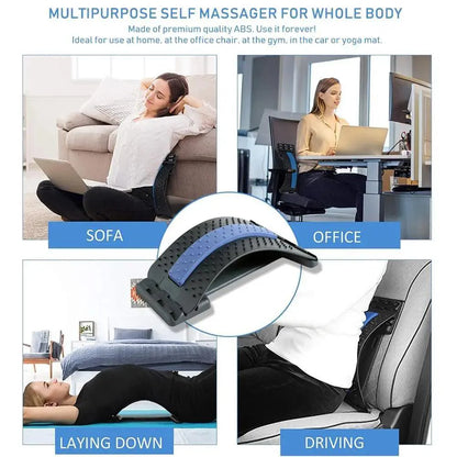 Black Purple Back Stretching Device Muscle Back Massage Relax Stretcher Posture Therapy Back Stretch Spine Pain Relief Stretcher Support Lower And Upper Muscle Pain Relief