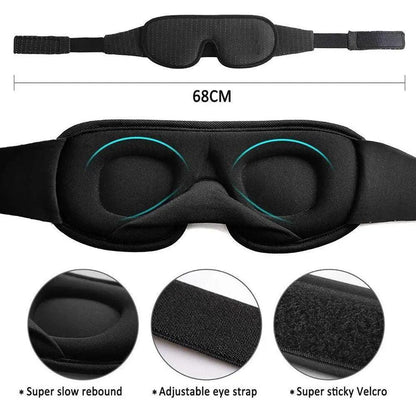 Black  Soft Padded Sleeping Mask For Eyes Lightweight Blindfold Night Mask Modern Adjustable Super Smooth Eye Patch For Sleep