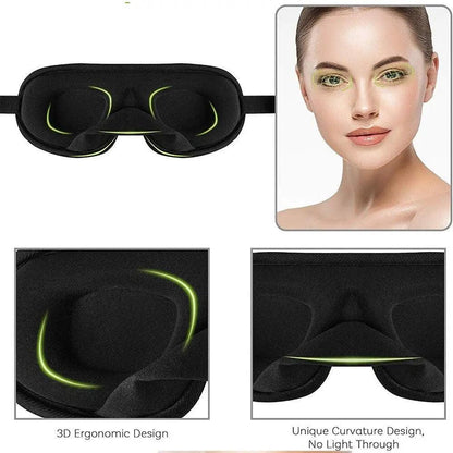 Black  Soft Padded Sleeping Mask For Eyes Lightweight Blindfold Night Mask Modern Adjustable Super Smooth Eye Patch For Sleep