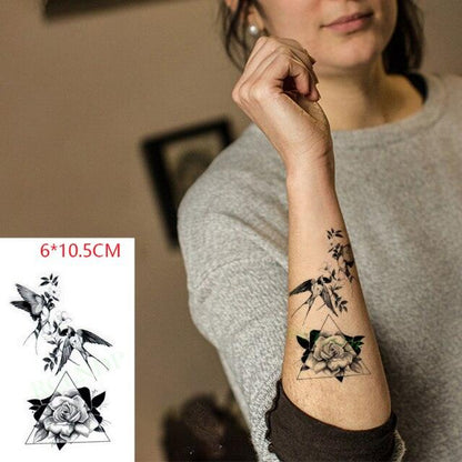 Black Waterproof Temporary Bird Tattoo Sticker Arm Leg Wrist Modern Small Tattoo For Womens And Kids