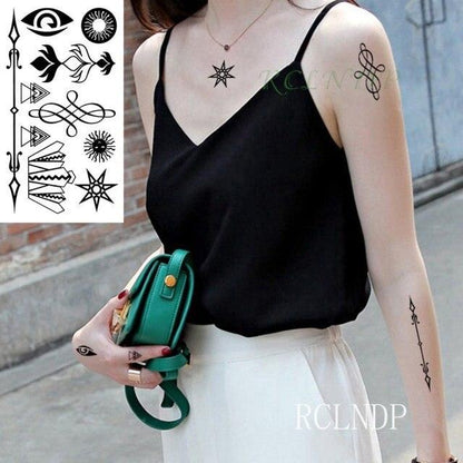 Black Waterproof Temporary Bird Tattoo Sticker Arm Leg Wrist Modern Small Tattoo For Womens And Kids