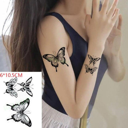 Black Waterproof Temporary Bird Tattoo Sticker Arm Leg Wrist Modern Small Tattoo For Womens And Kids