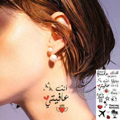 Black Waterproof Temporary Tattoo Sticker Different Design Colorful Fake Tattoo Arm Hand For Halloween Party Womens Mens