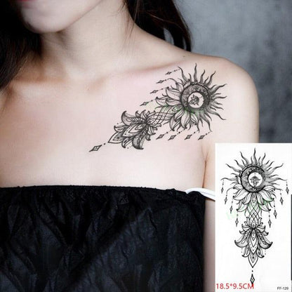Black Waterproof Temporary Tattoo Sticker Different Design Colorful Fake Tattoo Arm Hand For Halloween Party Womens Mens