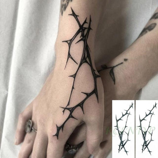 Black Waterproof Temporary Tattoo Sticker Different Design Colorful Fake Tattoo Arm Hand For Halloween Party Womens Mens