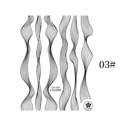 Black White 3D Nail Stickers Metal Gold Silver Geometric Tassel Strip Line Adhesive Transfer Decals Nail Art Design  Gold Silver Metal Nail Sticker  Metallic Curve Strip Line Nail Decal Self-Adhesive 3D Wave Design Nail Tips Decorations Manicure for Women