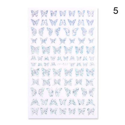 Blue Butterfly 3D Nail Stickers Flowers Leaves Self Adhesive Transfer Sliders Wraps Manicures Foils Decorations Decoration Tattoo Manicure Transfer Nail Decals Flowers Butterfly Designs Nails Supply Manicure Tips Design Nail Decoration