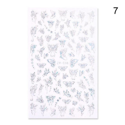 Blue Butterfly 3D Nail Stickers Flowers Leaves Self Adhesive Transfer Sliders Wraps Manicures Foils Decorations Decoration Tattoo Manicure Transfer Nail Decals Flowers Butterfly Designs Nails Supply Manicure Tips Design Nail Decoration