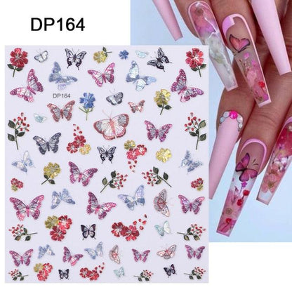 Blue Butterfly 3D Nail Stickers Flowers Leaves Self Adhesive Transfer Sliders Wraps Manicures Foils Decorations Decoration Tattoo Manicure Transfer Nail Decals Flowers Butterfly Designs Nails Supply Manicure Tips Design Nail Decoration