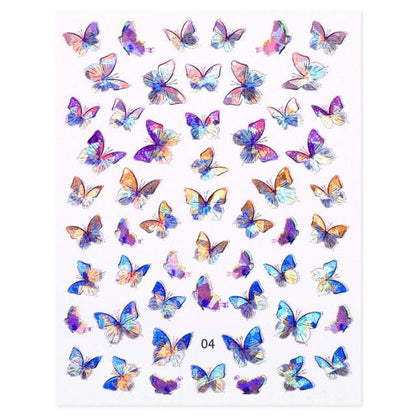 Blue Butterfly 3D Nail Stickers Flowers Leaves Self Adhesive Transfer Sliders Wraps Manicures Foils Decorations Decoration Tattoo Manicure Transfer Nail Decals Flowers Butterfly Designs Nails Supply Manicure Tips Design Nail Decoration