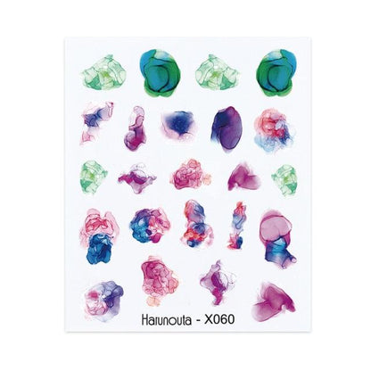 Blue Marble Water Decal Sticker Wave Line Flower Leaf Tree Summer Slider Decor For Manicuring Nail Art Watermarks Curve Graffiti Nail Design for Acrylic Nail Supplies Designer Nail Decorations for Women Girls Kids