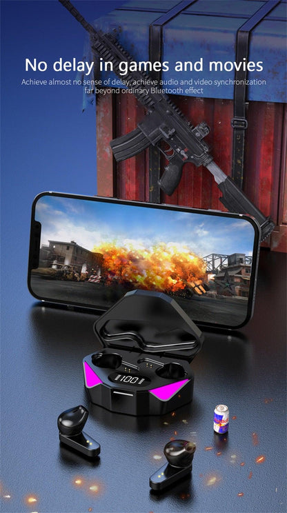 Bluetooth Game Headset Mobile Game 65ms Low Latency Chicken Winner True Wireless Earbuds with Mic Gaming Bluetooth Headphones Touch Control  Eating Competitive Stereo Noise Reduction Earphones With Mic