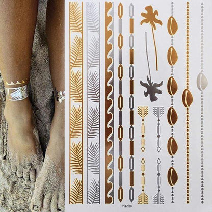 Body Tattoo Art Painting Stickers Glitter Gold Silver Temporary Waterproof Nontoxic Long Lasting Tattoos
