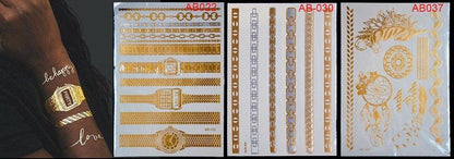 Body Tattoo Art Painting Stickers Glitter Gold Silver Temporary Waterproof Nontoxic Long Lasting Tattoos