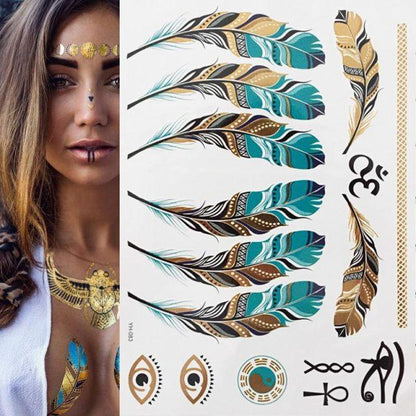 Body Tattoo Art Painting Stickers Glitter Gold Silver Temporary Waterproof Nontoxic Long Lasting Tattoos