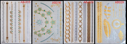 Body Tattoo Art Painting Stickers Glitter Gold Silver Temporary Waterproof Nontoxic Long Lasting Tattoos