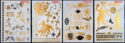 Body Tattoo Art Painting Stickers Glitter Gold Silver Temporary Waterproof Nontoxic Long Lasting Tattoos