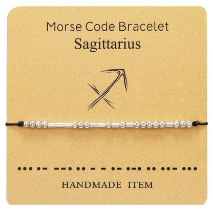 Bracelet Morse Code Braided Charm Bracelets For Women Men Jewelry Silver Adjustable Inspirational Morse Code Beads With Cord Handmade Wrap Bracelet Secret Message Jewelry Gifts For Her