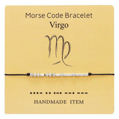 Bracelet Morse Code Braided Charm Bracelets For Women Men Jewelry Silver Adjustable Inspirational Morse Code Beads With Cord Handmade Wrap Bracelet Secret Message Jewelry Gifts For Her