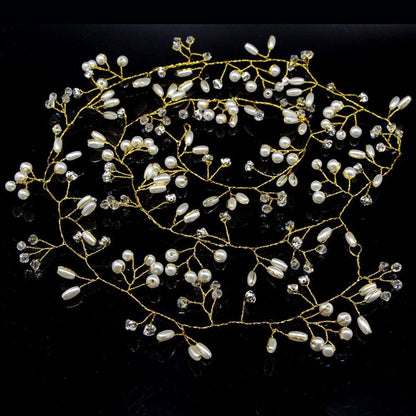 Bridal Wedding Crystal Bride Hair Accessories Pearl Flower Headband Handmade Hairband Beads Decoration Hair Comb Gorgeous Hair Accessories For Women