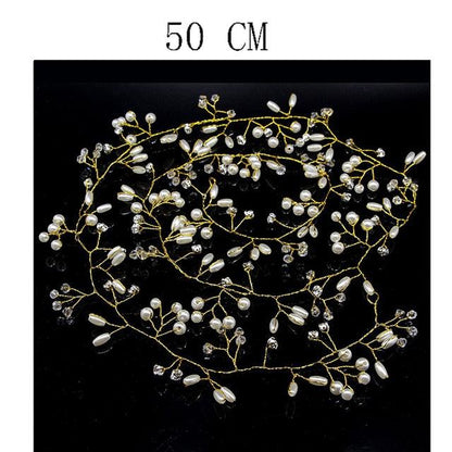 Bridal Wedding Crystal Bride Hair Accessories Pearl Flower Headband Handmade Hairband Beads Decoration Hair Comb Gorgeous Hair Accessories For Women