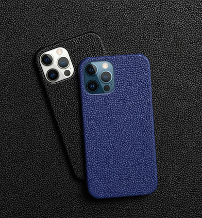 Bright Orange Mobile Phone Case With Coated Leather Case Protective Slim Phone Case Cowhide Genuine Leather Phone Case for iPhone 14 13 Pro Max Luxury Back Cover