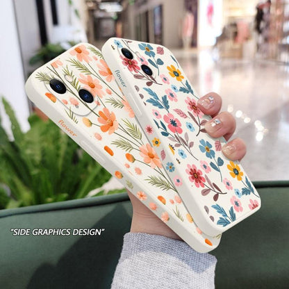 Brilliant Flowers Phone Case For iPhone 14 13 Pro Max Mini Cute Multicolored Flowers Pattern Cover Slim Silicone Shockproof Bumper Back Cover