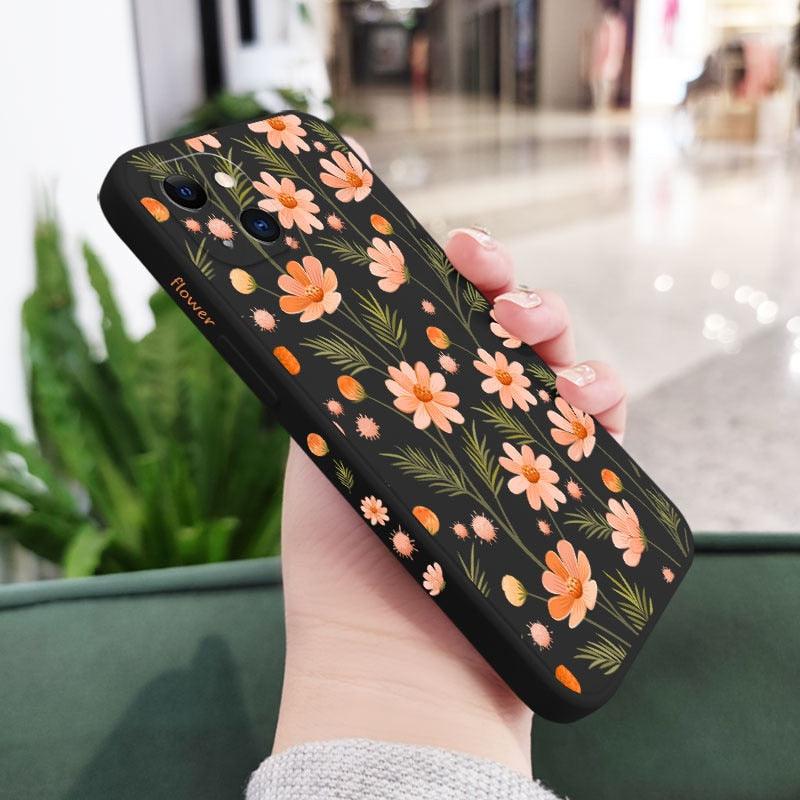 Brilliant Flowers Phone Case For iPhone 14 13 Pro Max Mini Cute Multicolored Flowers Pattern Cover Slim Silicone Shockproof Bumper Back Cover
