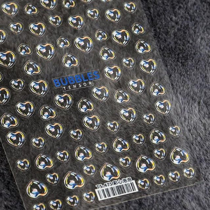 Bubble Cute Black Red Hearts Nail Stickers Nail Art Decorations Nail Decals Design Self-Adhesive 3D Wave Design Decoration for Women Girls Adhesive Striping Tape Nail Art Stickers