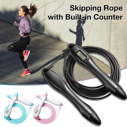 Built-in Rolling Pin Counter Jump Rope Skipping Rope Speed Rope For Boxing Jumping Training Lose Weight Fitness Digital Weight Calories Time Setting Skipping Rope With Counter For Indoor And Outdoor Exercise