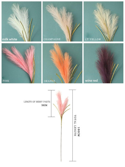 Bulrush Artificial Pampas Grass Phragmites 100cm Popular Natural Dried Small Pampas Grass For Wedding Flower Bunch Floor Vase Filler for Living Room Kitchen Decor