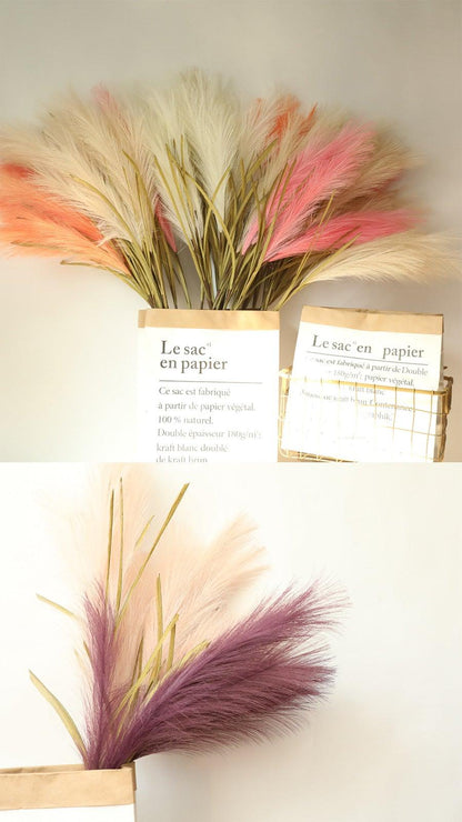 Bulrush Artificial Pampas Grass Phragmites 100cm Popular Natural Dried Small Pampas Grass For Wedding Flower Bunch Floor Vase Filler for Living Room Kitchen Decor