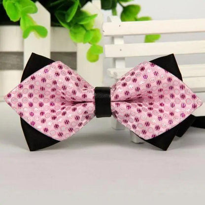Business Black Golden Butterfly Men Bowtie Luxury Double Layer Pointed Classic Bow Tie Lovely Men Gift For Office And Meetings