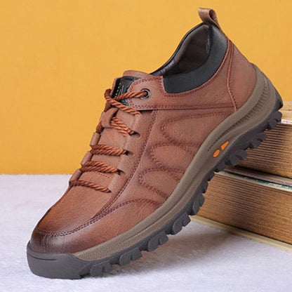 Business Black Leather Mens Casual Shoes Spring Lace-up Platform Travel Shoes Wear-Resistant Shoes Elegant Style Men's Shoes Flat Round Toe Fashion Dress Shoes For Men