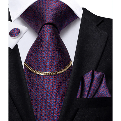 Business Black Silk Necktie Chain Classic Tie Square Handkerchief Elegant Cufflink Wedding Formal Neckties For Men