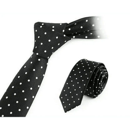 Business Black Skinny Ties Polyester Silk Necktie For Men Washable Formal Office Simple Design Necties Solid Color Skinny Tie Slim Necktie For Men