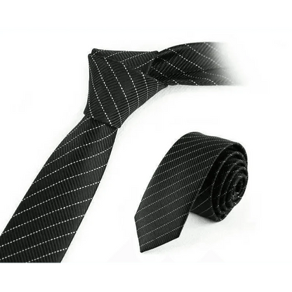 Business Black Skinny Ties Polyester Silk Necktie For Men Washable Formal Office Simple Design Necties Solid Color Skinny Tie Slim Necktie For Men